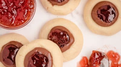 chocolate strawberry thumbprint cookies
