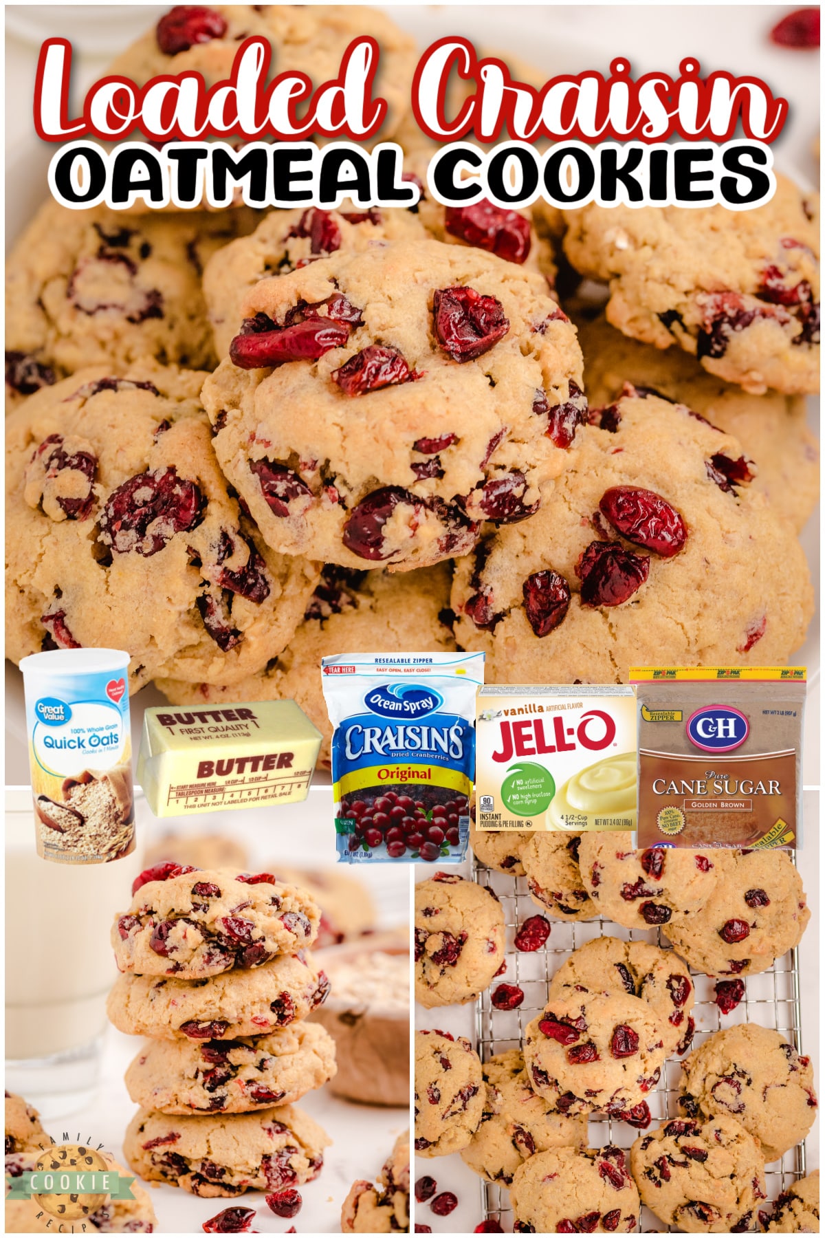 Oatmeal Craisin Cookies are soft & chewy with fantastic cranberry flavor! Oatmeal cookies with buttery crisp edges & a soft center bursting with Craisins! 