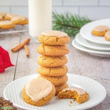 stack of iced ginger molasses cookies