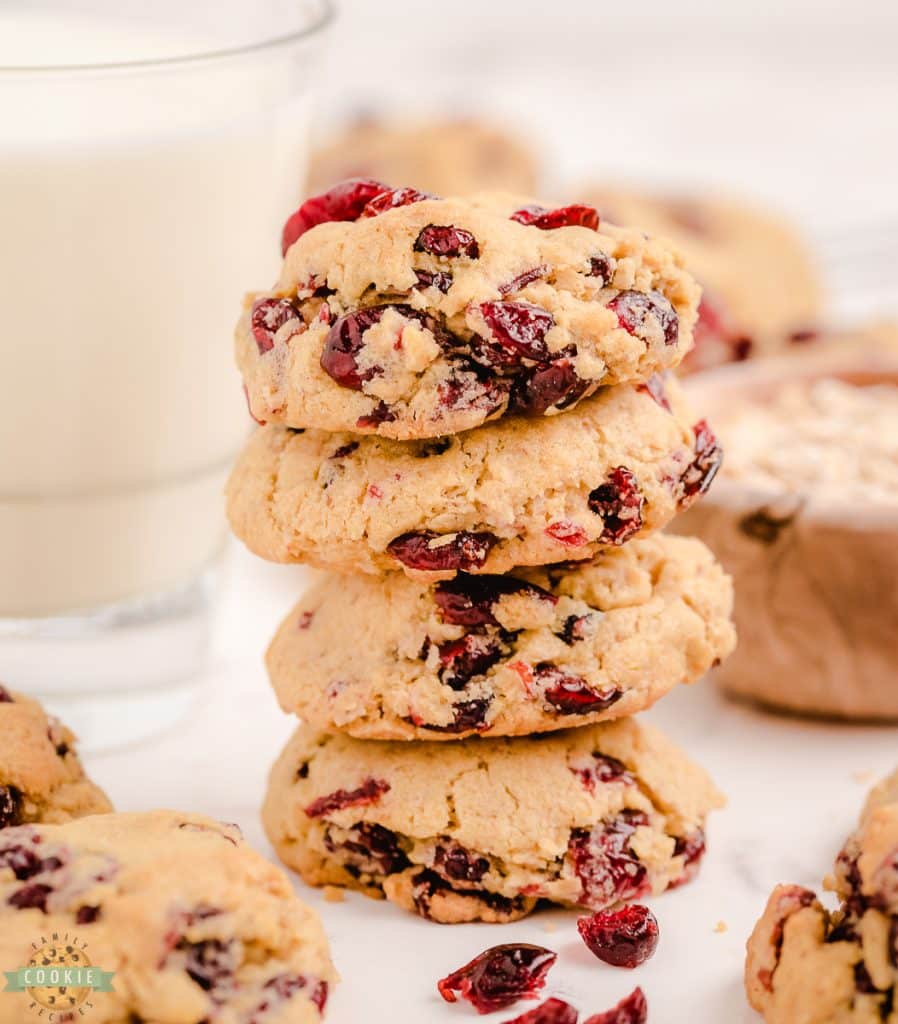 stack of oatmeal Craisin cookies