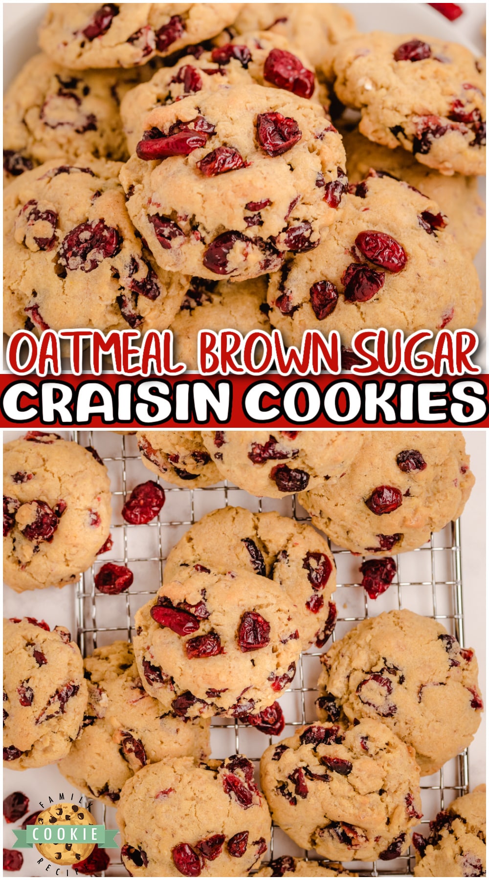 Oatmeal Craisin Cookies are soft & chewy with fantastic cranberry flavor! Oatmeal cookies with buttery crisp edges & a soft center bursting with Craisins! 