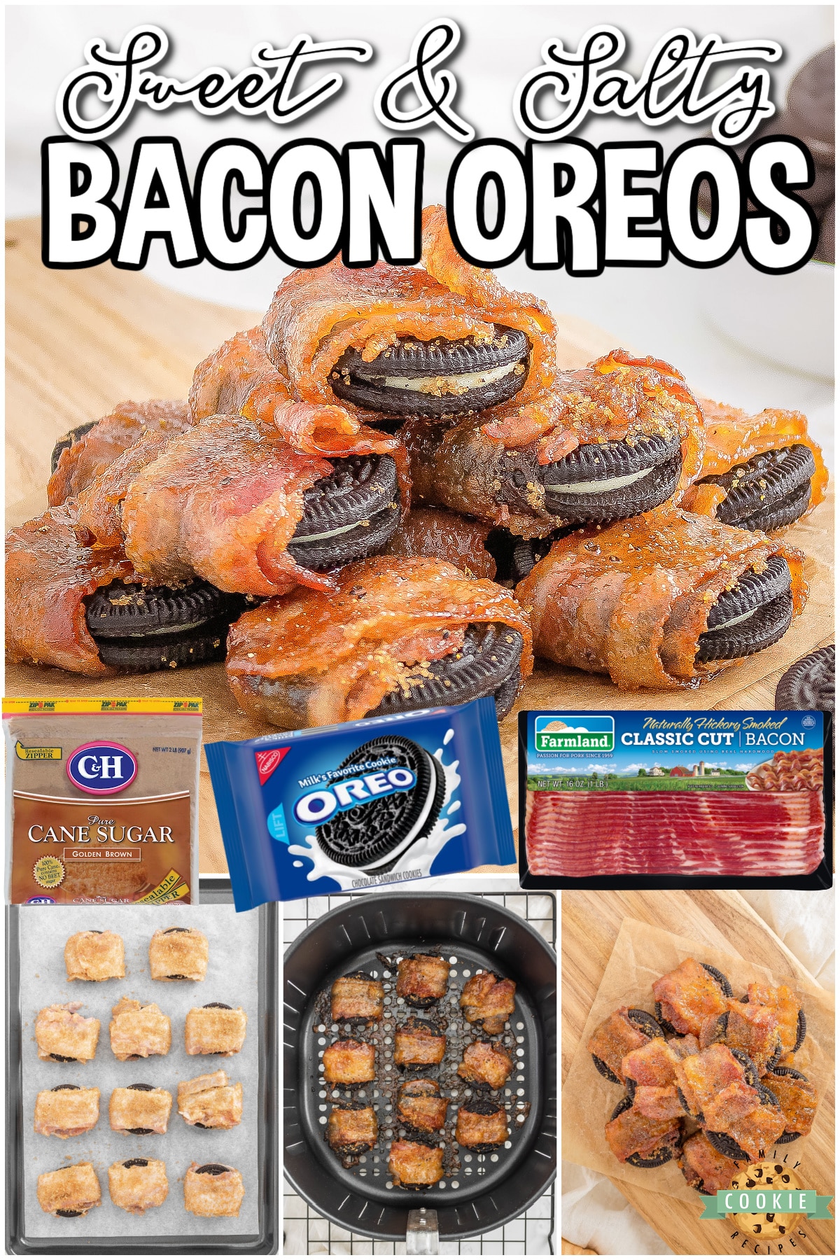 Bacon Wrapped Oreos are a sweet, salty and oh so tasty snack everyone loves! These oreos wrapped in bacon are so easy to make & satisfy a craving you never knew you had!