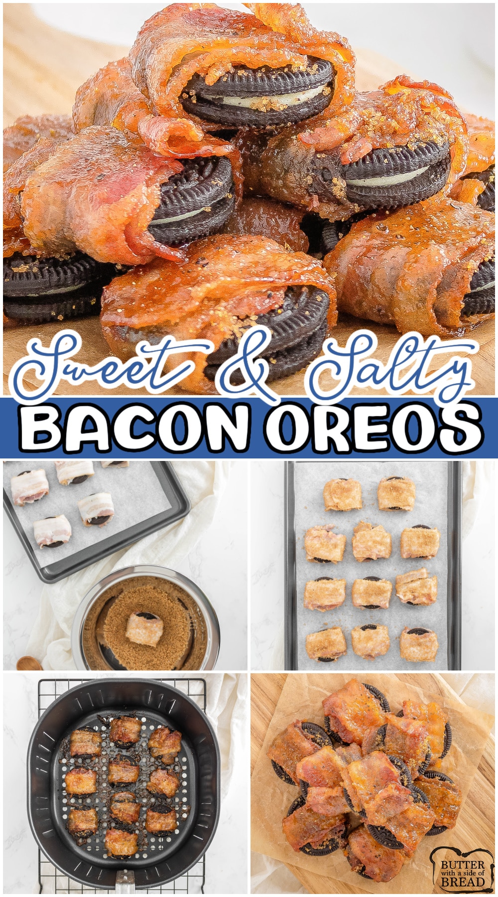 Bacon Wrapped Oreos are a sweet, salty and oh so tasty snack everyone loves! These oreos wrapped in bacon are so easy to make & satisfy a craving you never knew you had!