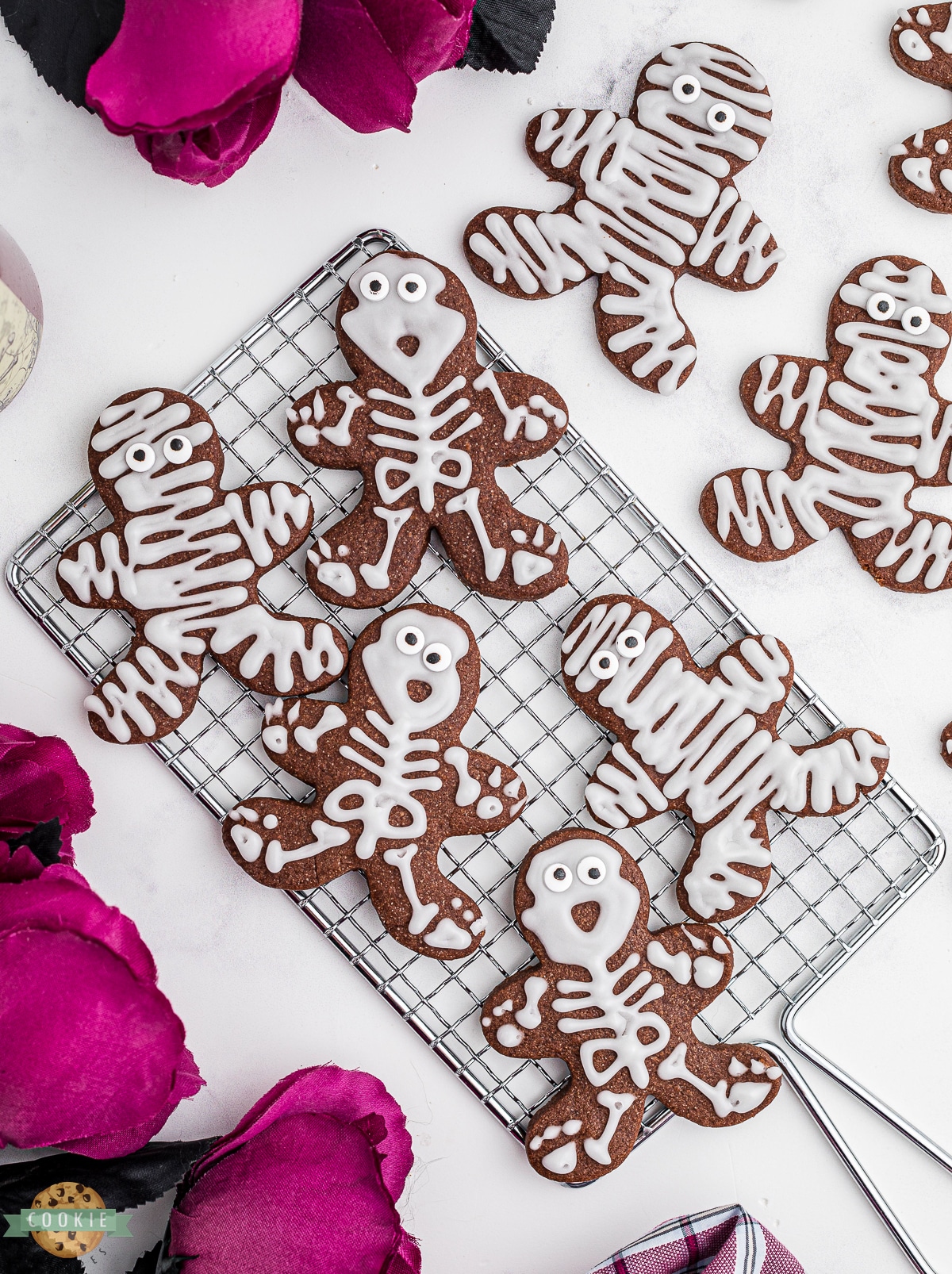 chocolate halloween skeleton cookies