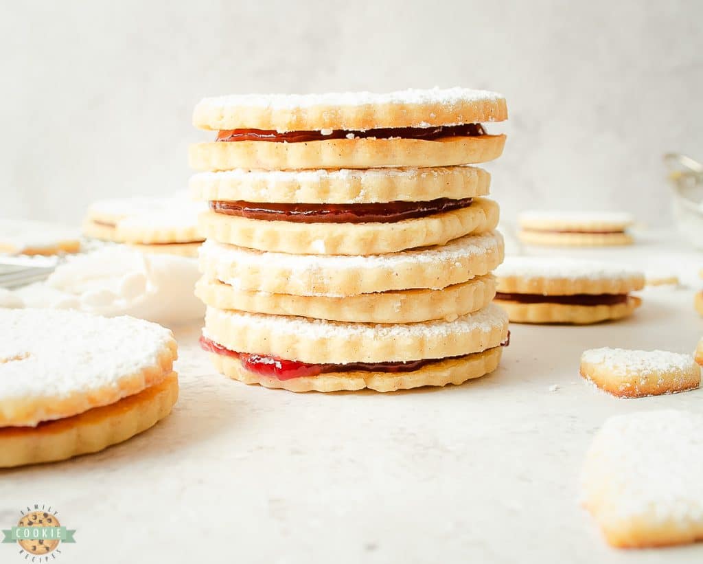 stack of Linzer cookies