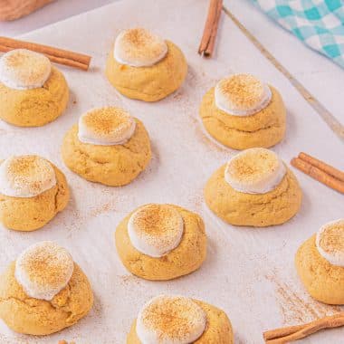 sweet potato cookies topped with a marshmallow
