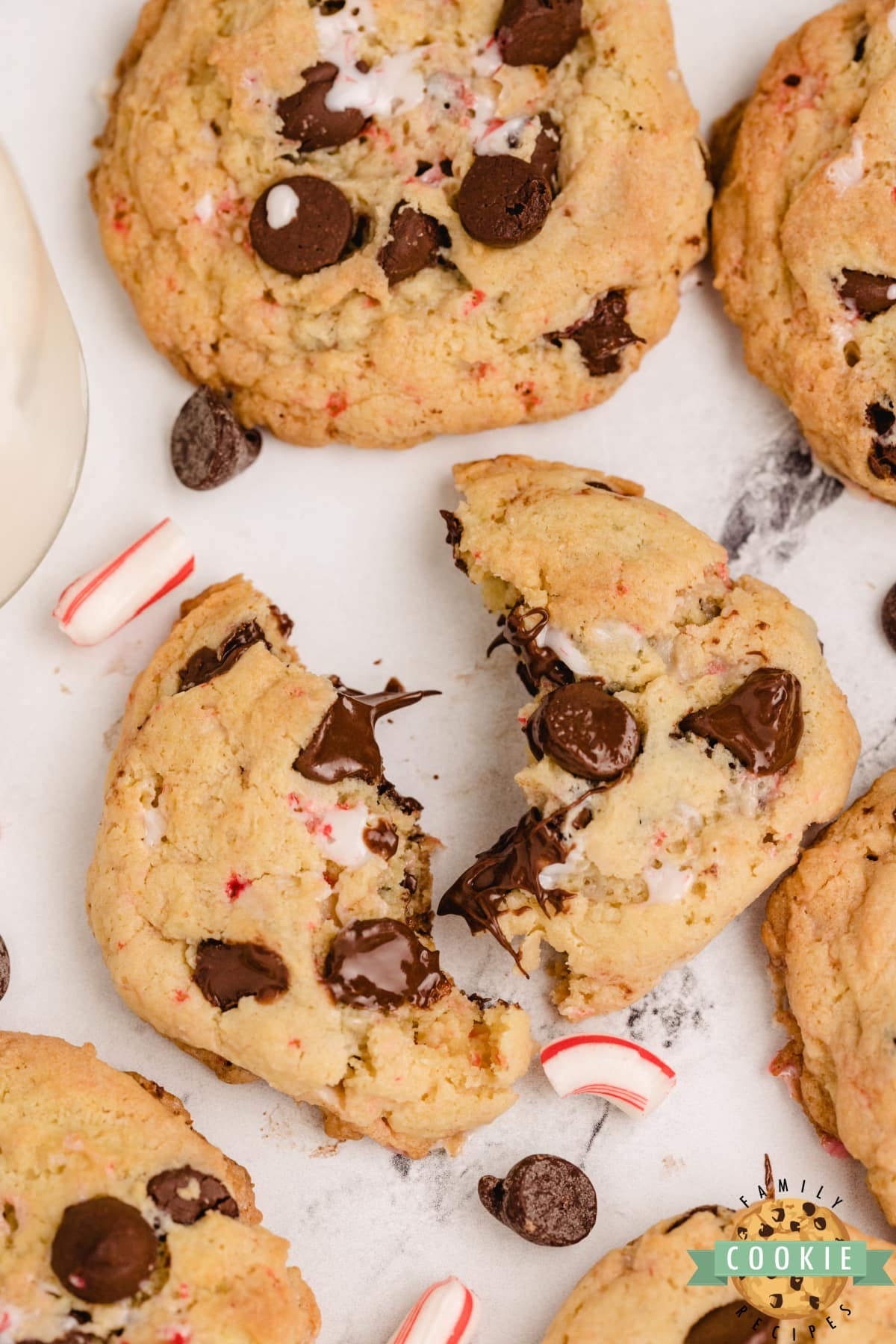 Cookies with chocolate chips and crushed candy canes