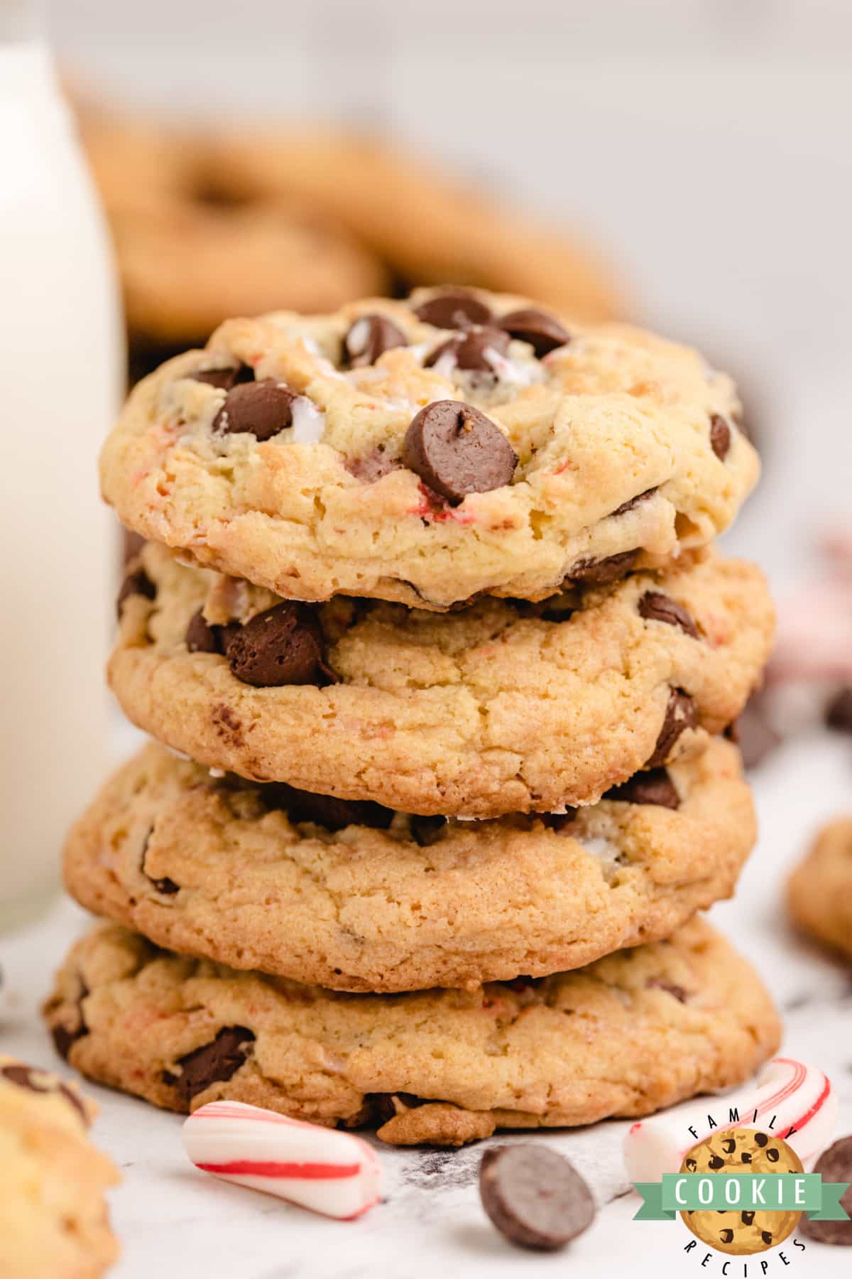 Cookies with chocolate chips and crushed candy canes