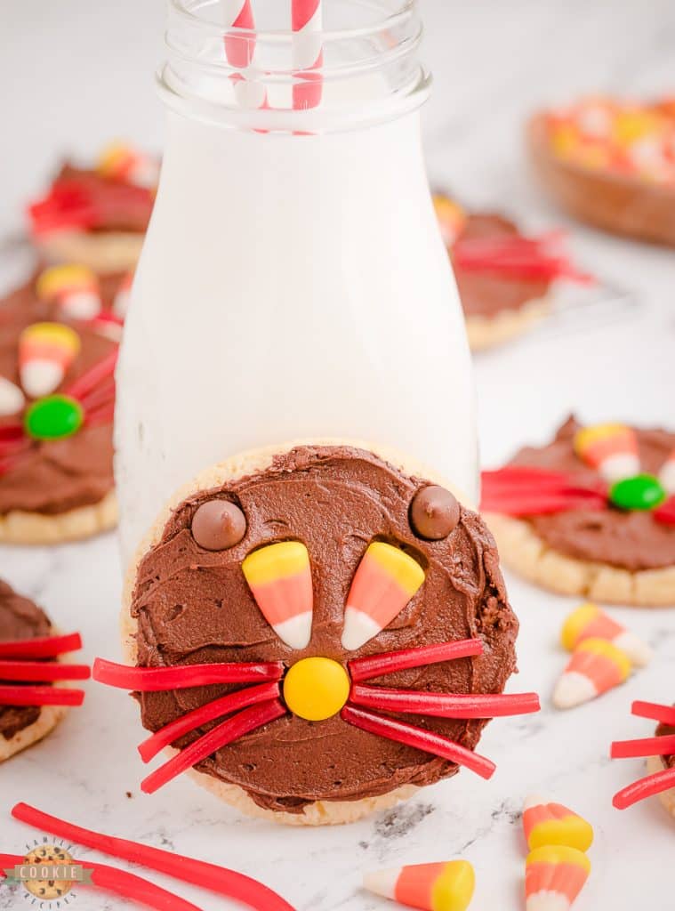 halloween cat cookies and milk