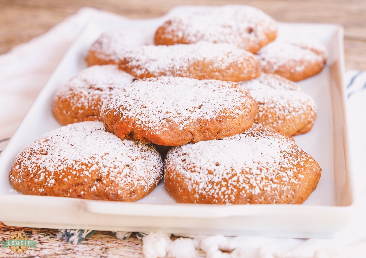 banana cookies dusted with powdered sugar