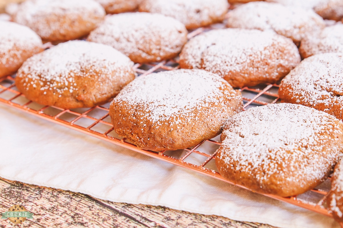 banana cookies on a copper cooling rack