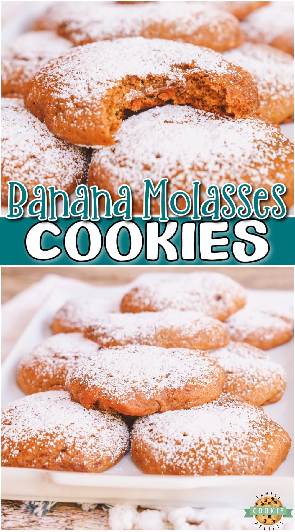 Banana Molasses Cookies are soft pillowy cookies made with ripe bananas & warm spices! This molasses cookie recipe is sure to be a new holiday favorite!