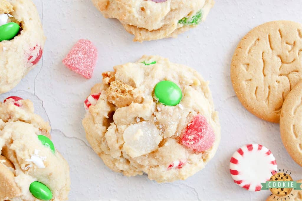 Cookies made with leftover gingerbread house candy