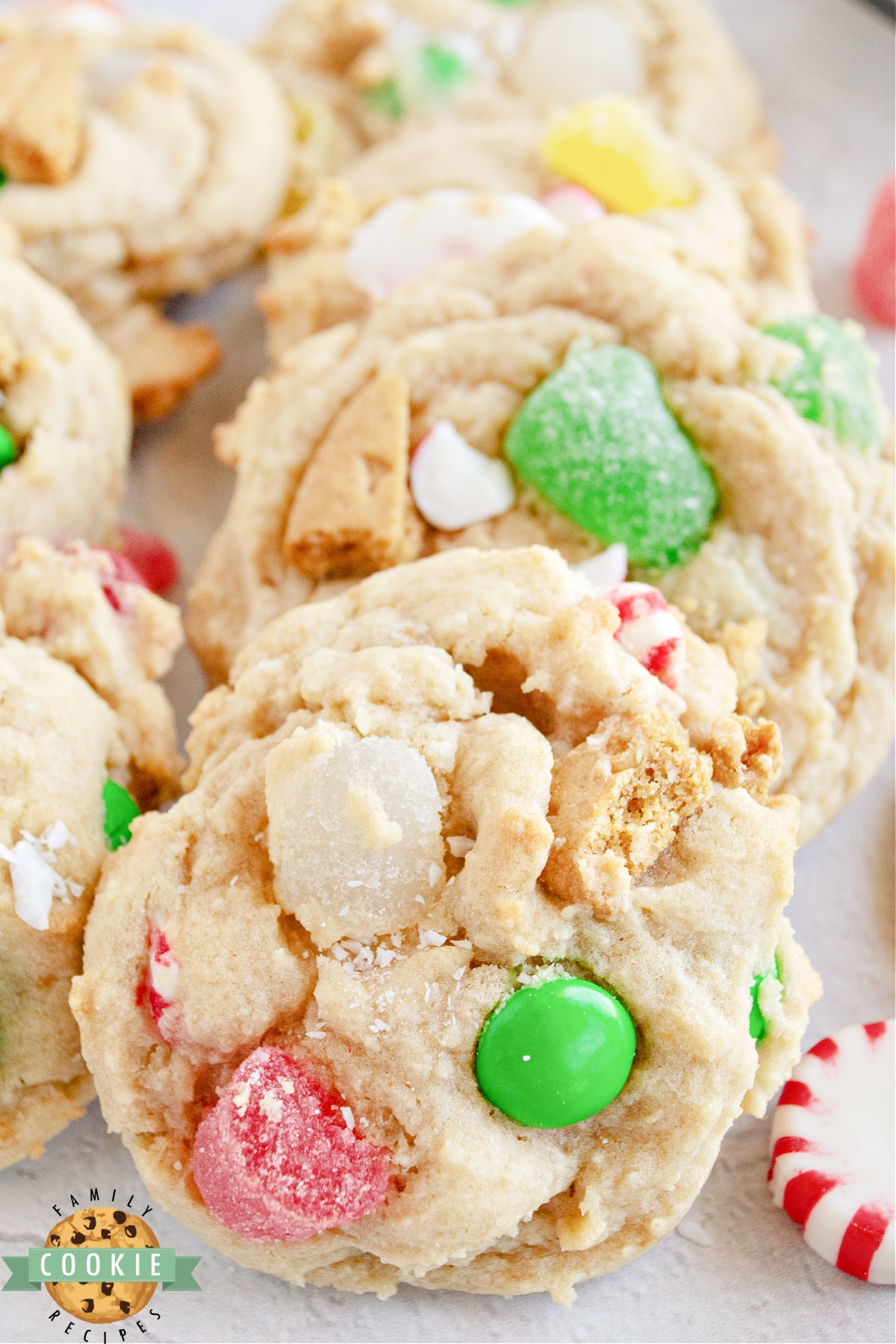 Cookies made with gingerbread house decorations