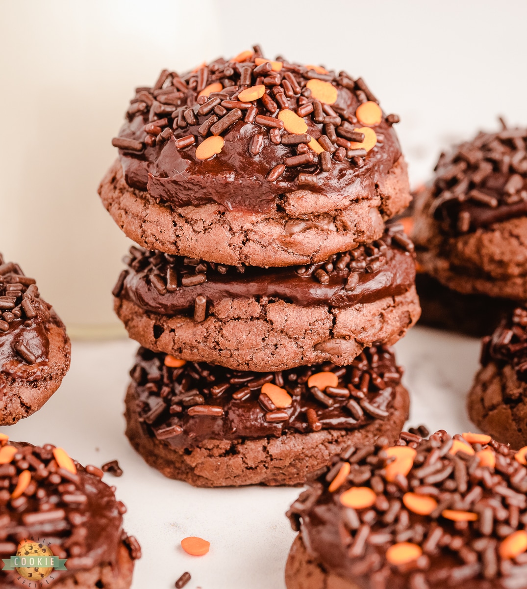 stack of Halloween brownie cookies