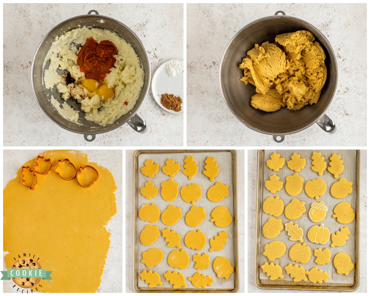 making Fall pumpkin cut out cookies