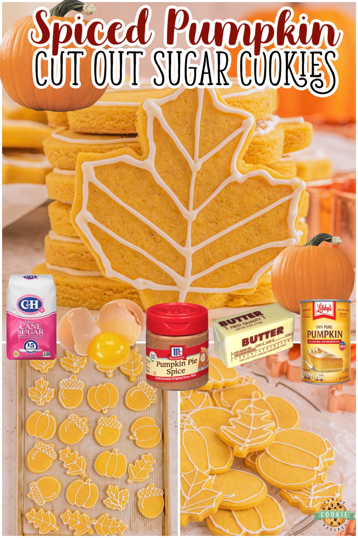 Fall Cut Out Sugar Cookies are soft, flavorful pumpkin cookies cut into delightful Autumn shapes! Perfect pumpkin spice flavor in these buttery sugar cookies.