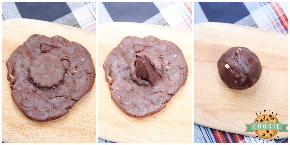 Step by step instructions on how to make Andes Mint Stuffed Chocolate Cookies
