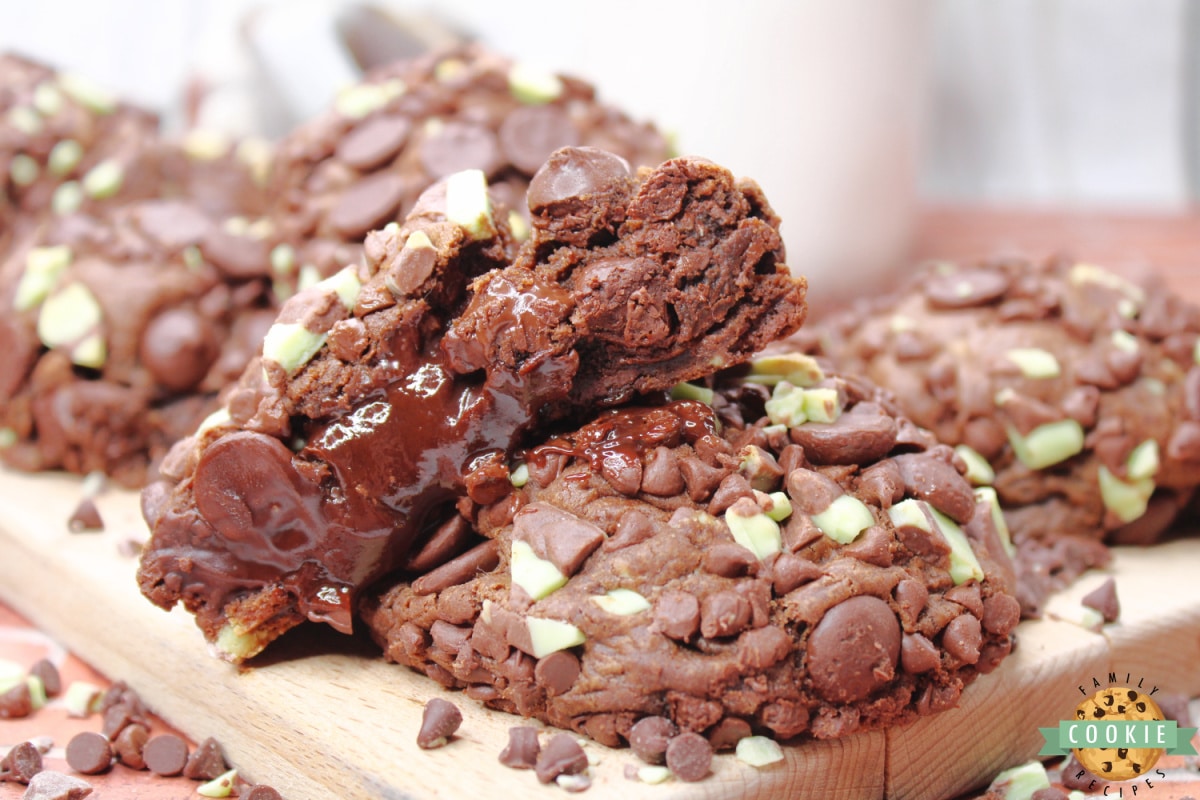 Andes Mint Stuffed Chocolate Cookies are rich chocolate mint cookies that are filled with chocolate ganache and a grasshopper cookie in the middle. Tons of mint flavor in this amazing chocolate cookie recipe!  