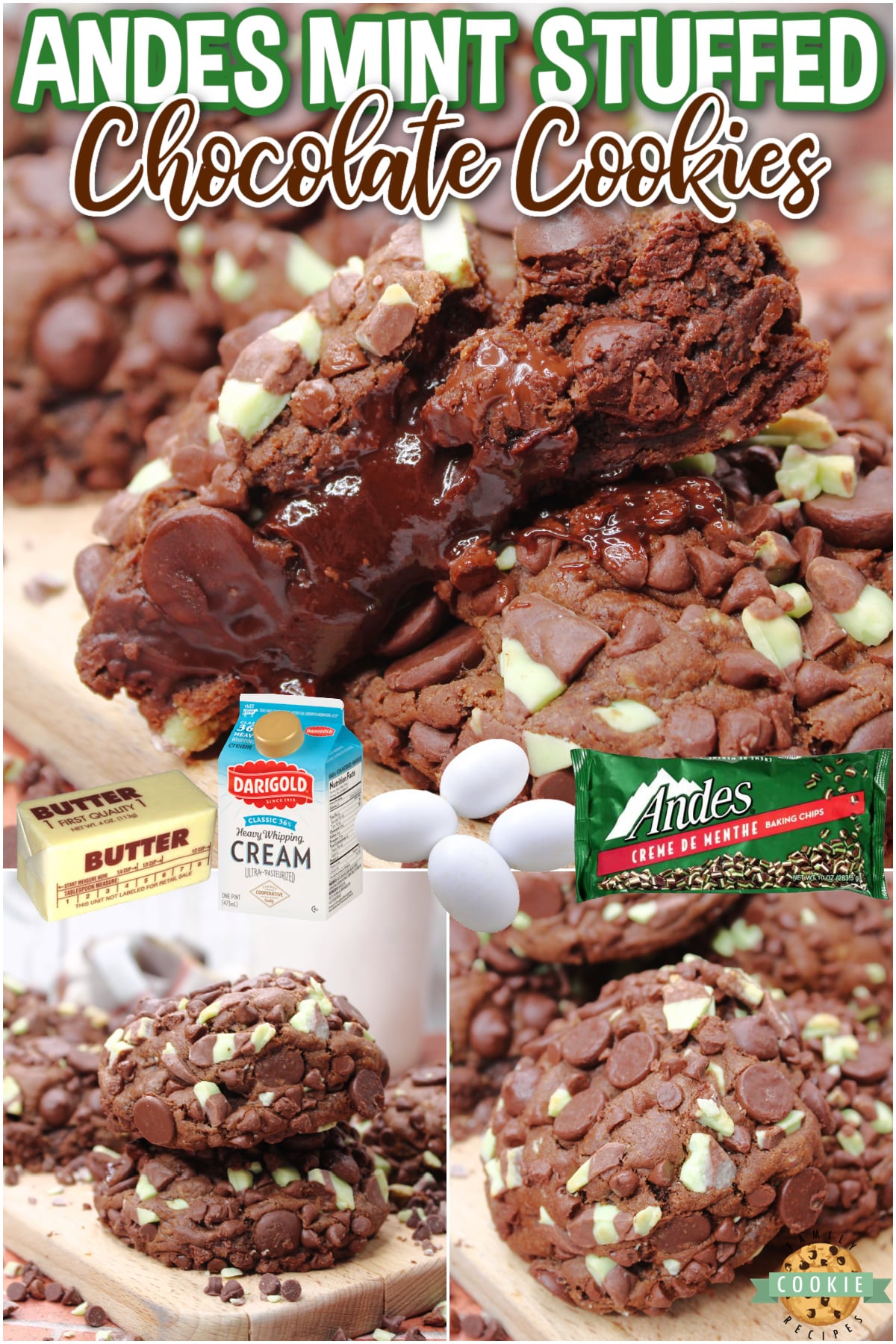 Andes Mint Stuffed Chocolate Cookies are rich chocolate mint cookies that are filled with chocolate ganache and a grasshopper cookie in the middle. Tons of mint flavor in this amazing chocolate cookie recipe!  