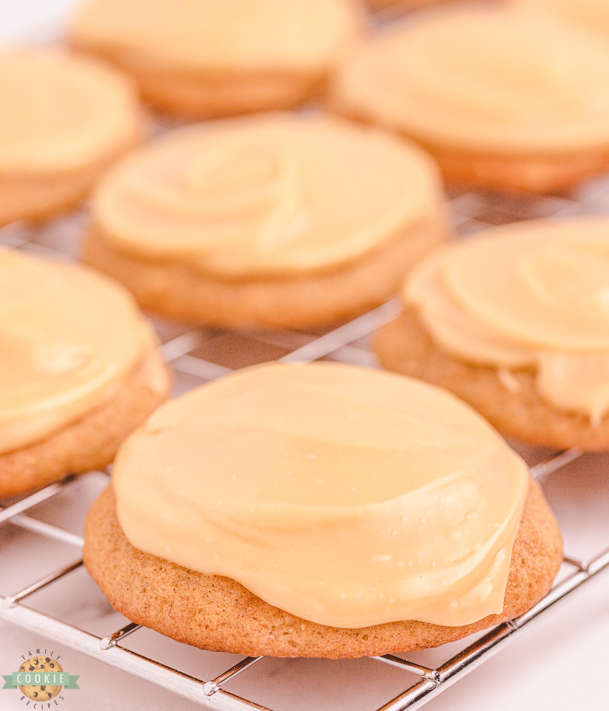 banana cookies with caramel icing