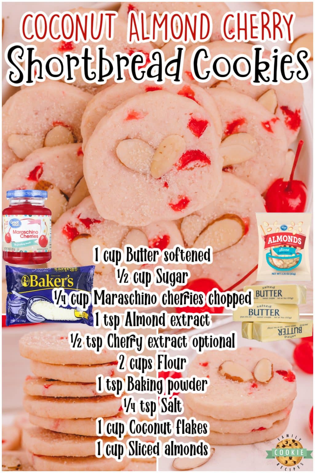 COCONUT ALMOND CHERRY SHORTBREAD Family Cookie Recipes