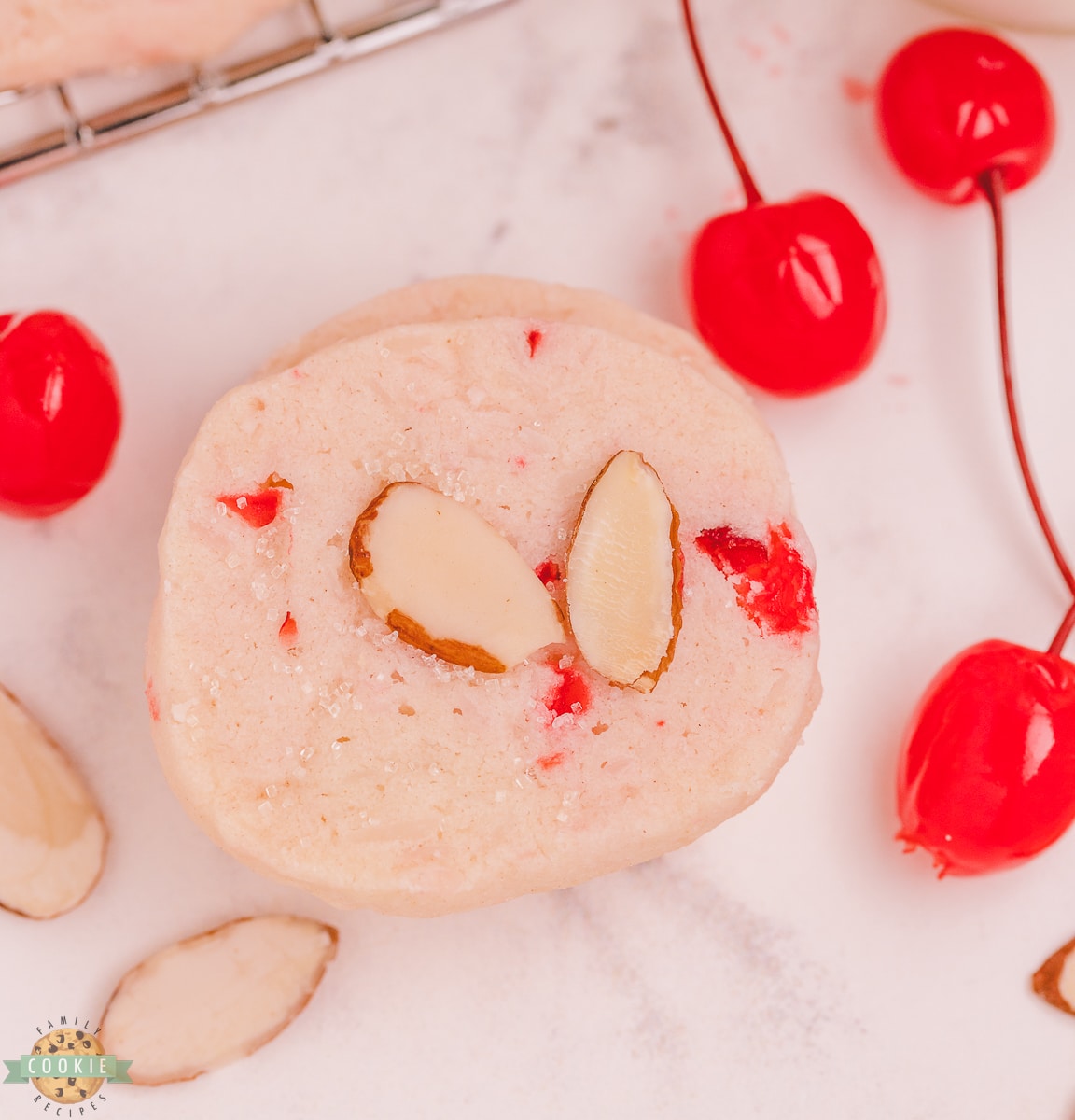 shortbread cookies with cherries, almond and coconut