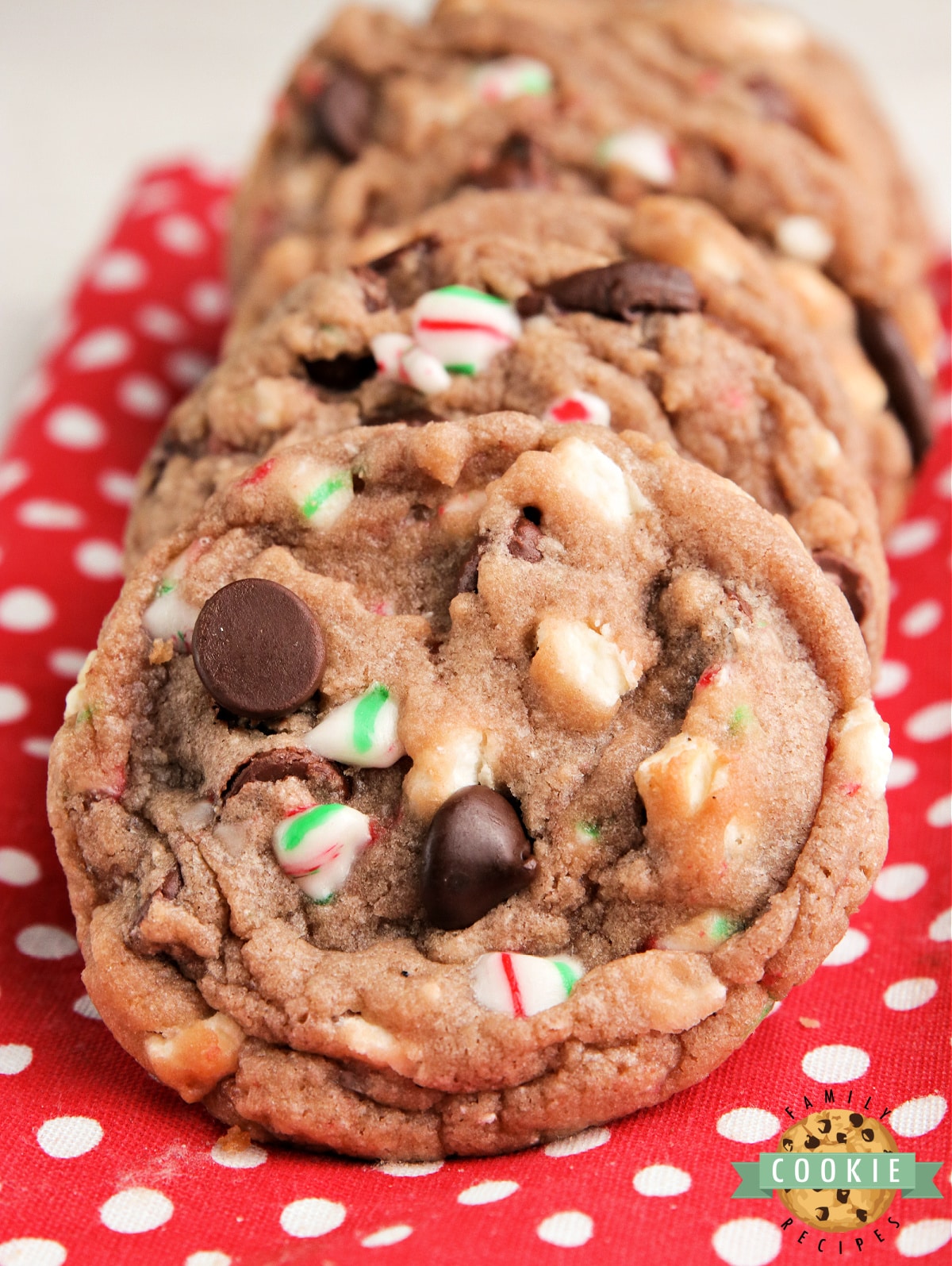 Cookies with hot cocoa mix, chocolate chips and candy canes