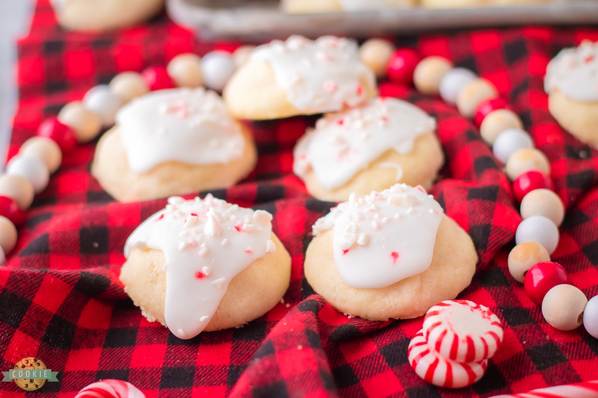 tender meltaways cookies with crushed peppermint