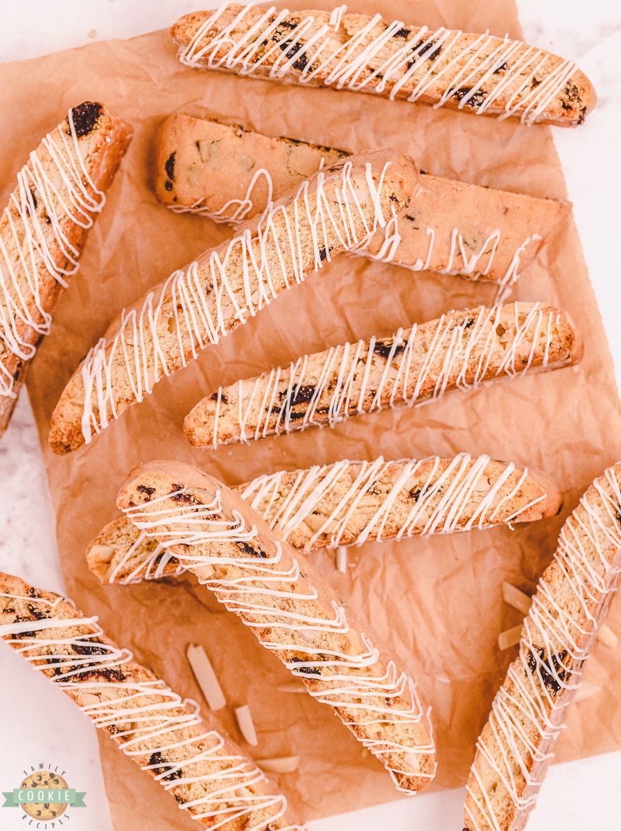 baked biscotti on parchment paper