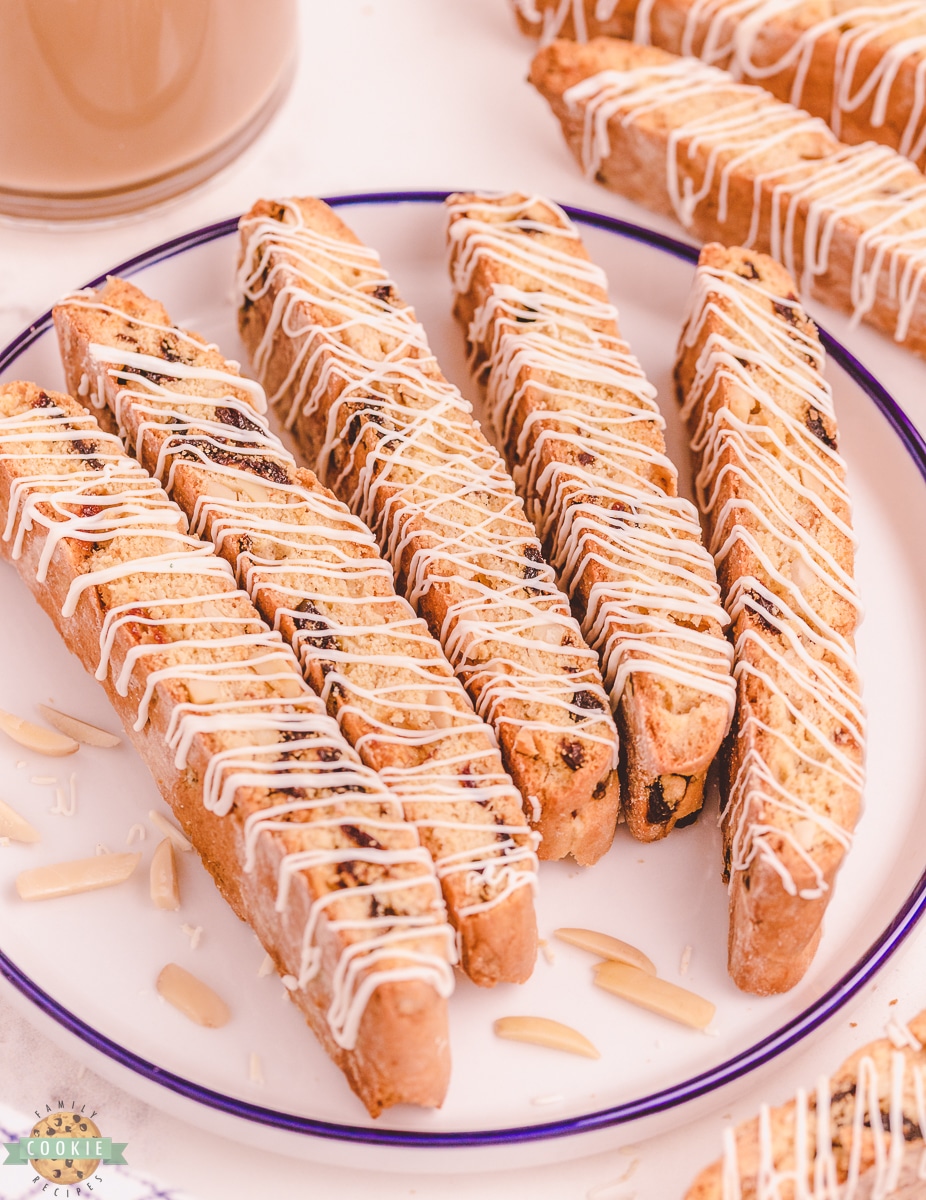 cherry biscotti on a plate