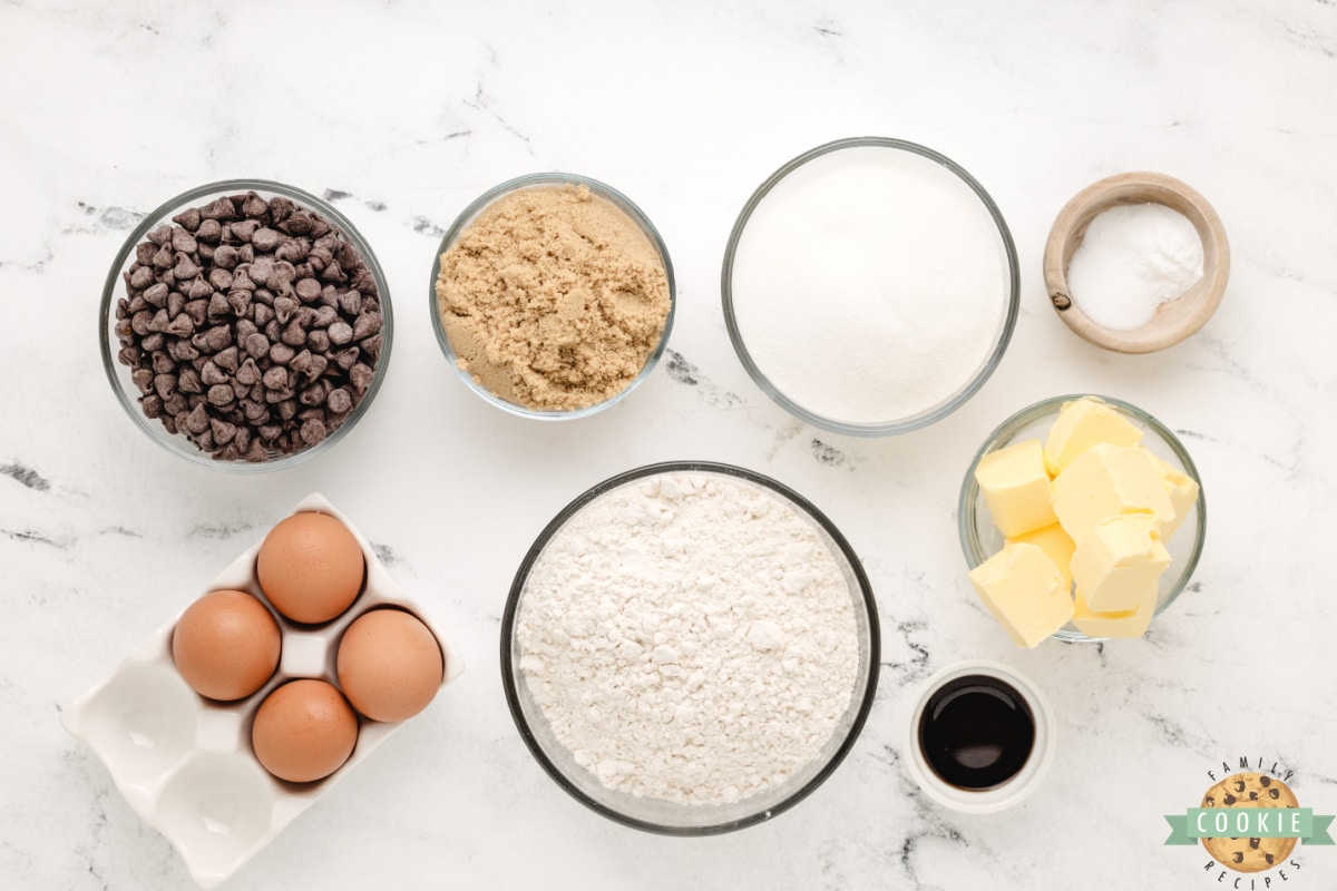 Ingredients in Chocolate Chip Cookies. 