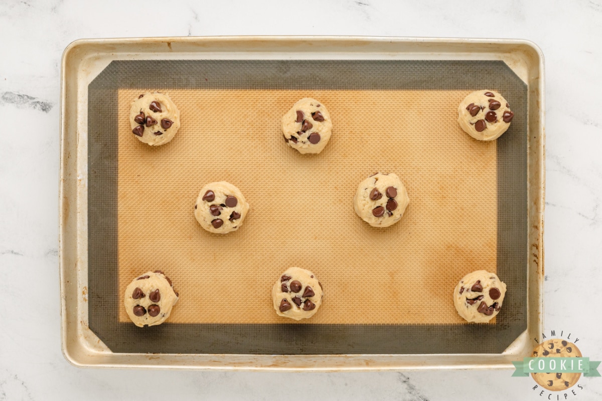 Scoop cookie dough onto baking sheet.