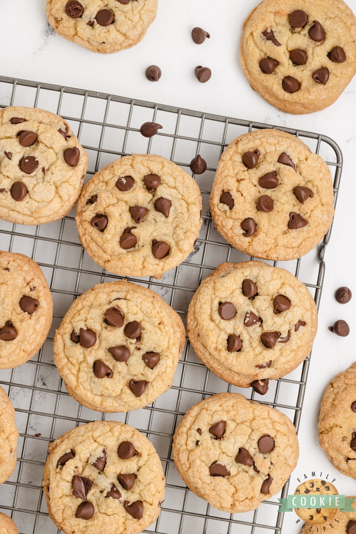 Cool cookies on a wire rack. 