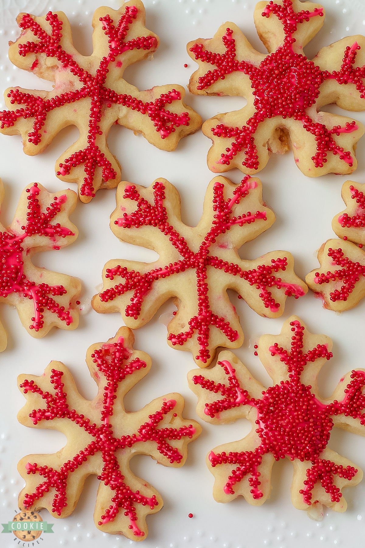 red snowflake sugar cookies