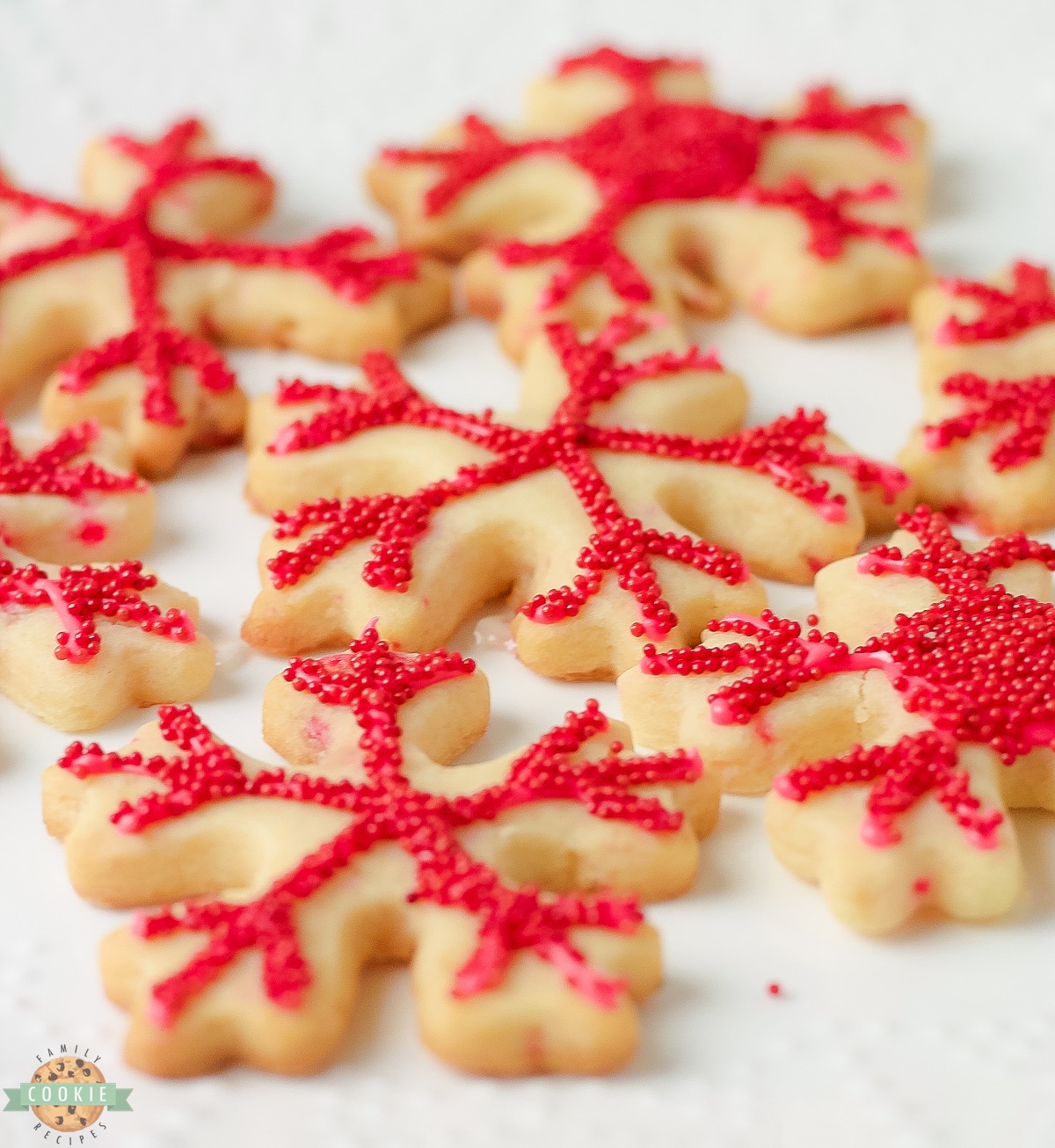 red snowflake sugar cookies