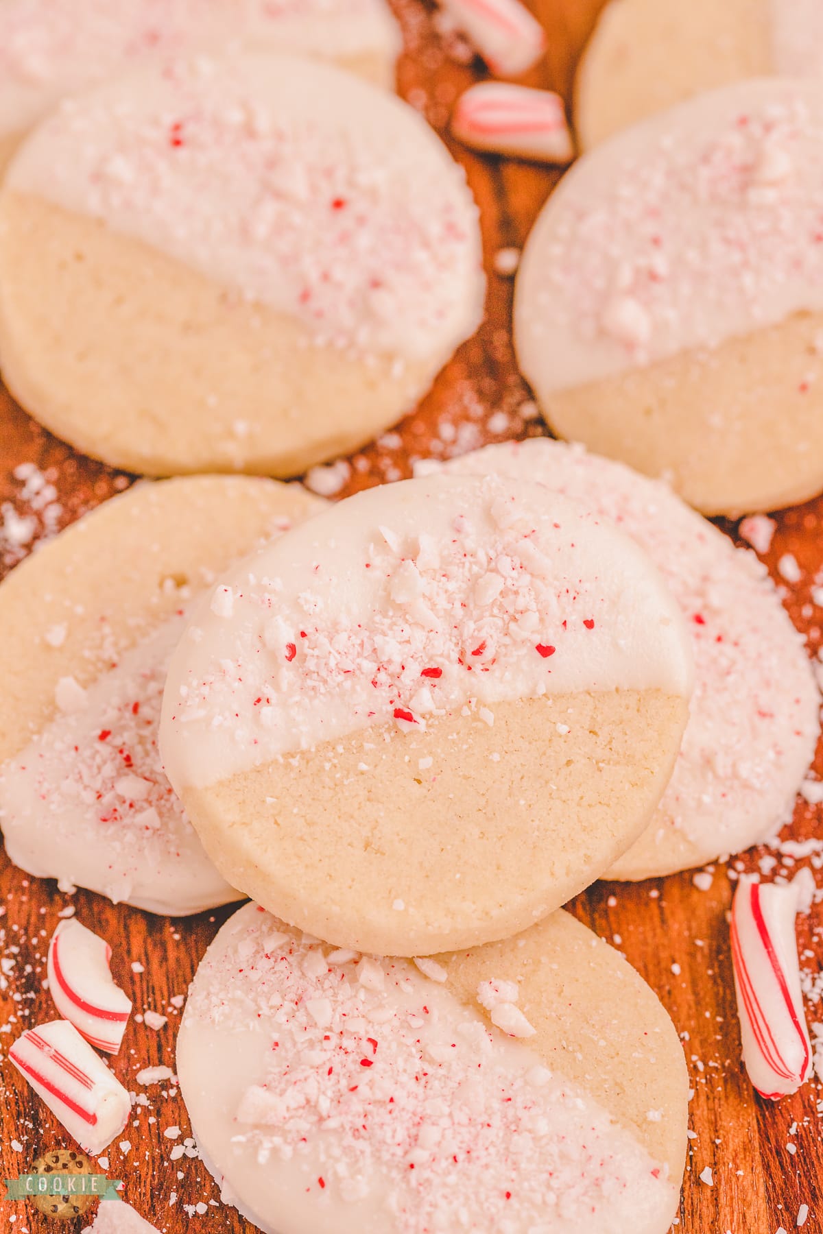 white chocolate peppermint shortbread