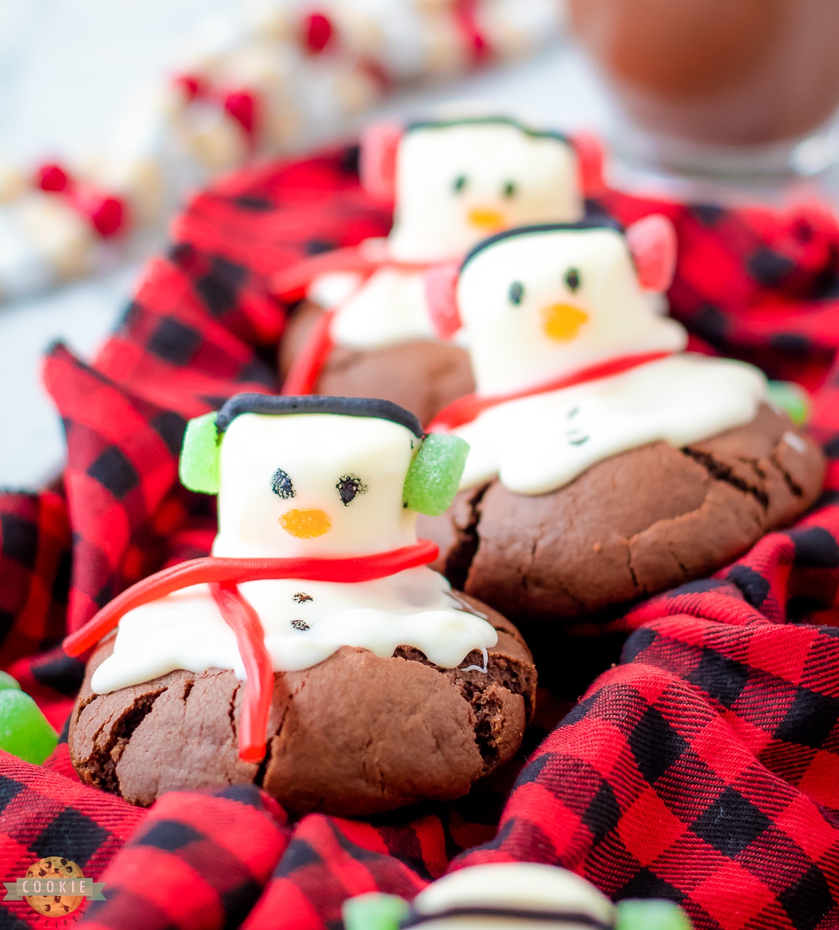 Peppermint Snowman Cookies.