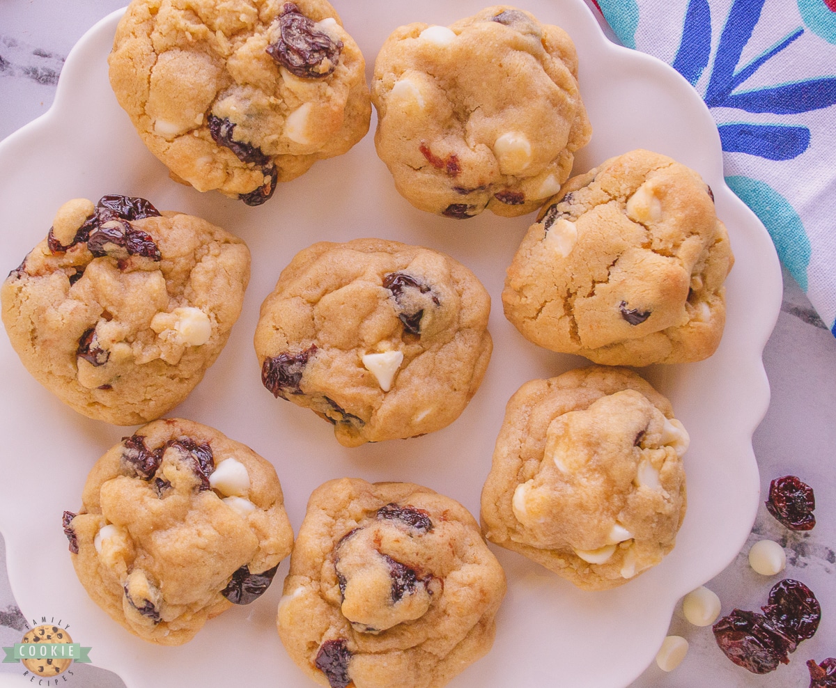 plate of chewy cherry cookies