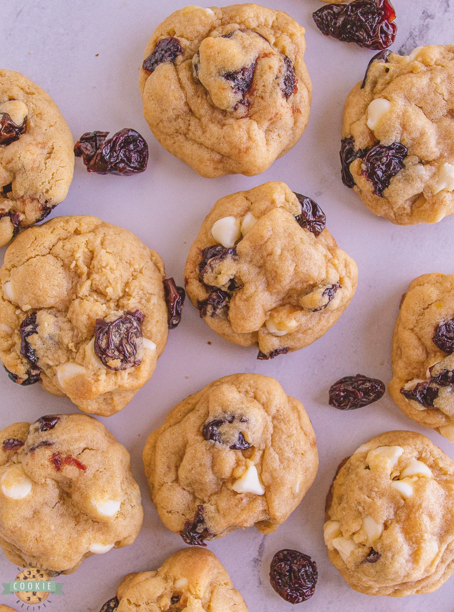 white chocolate chip cookies with dried cherries