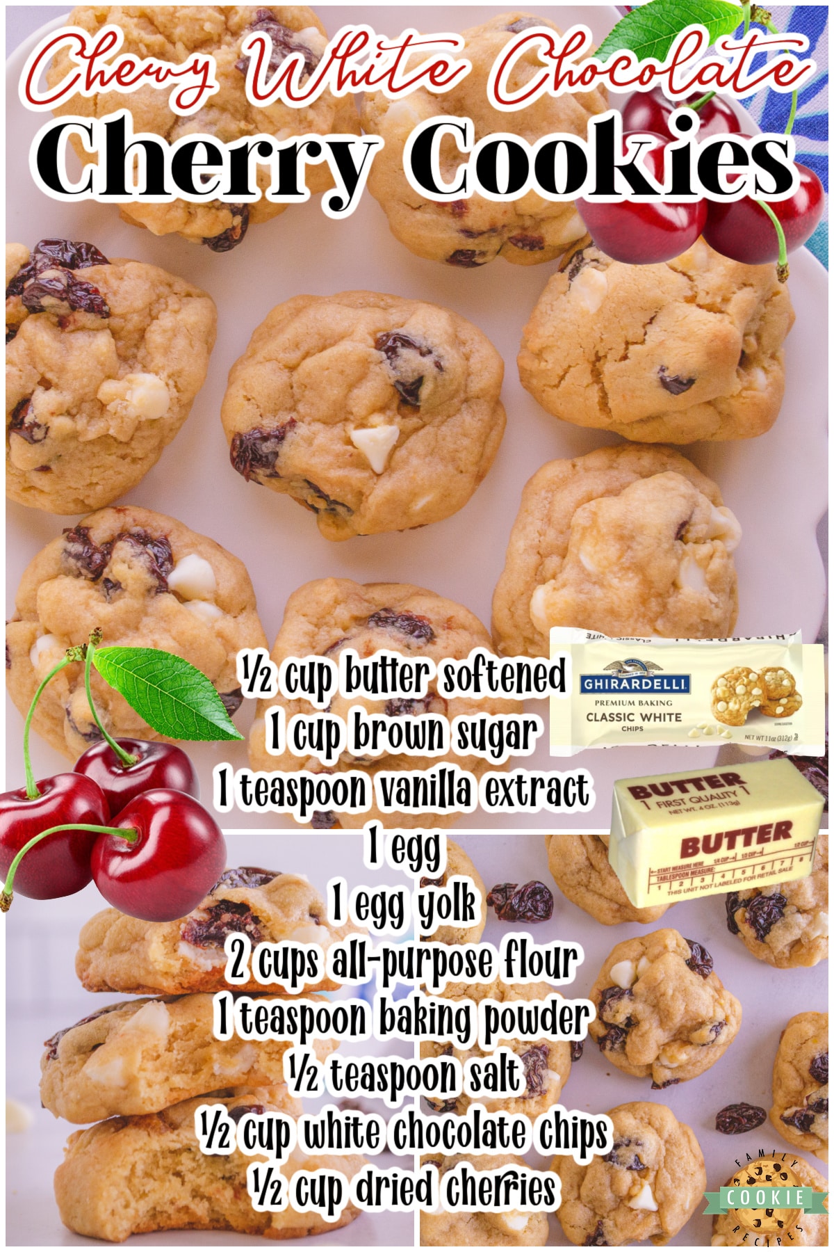 Cherry, Pretzel and White Chocolate Cookies Recipe