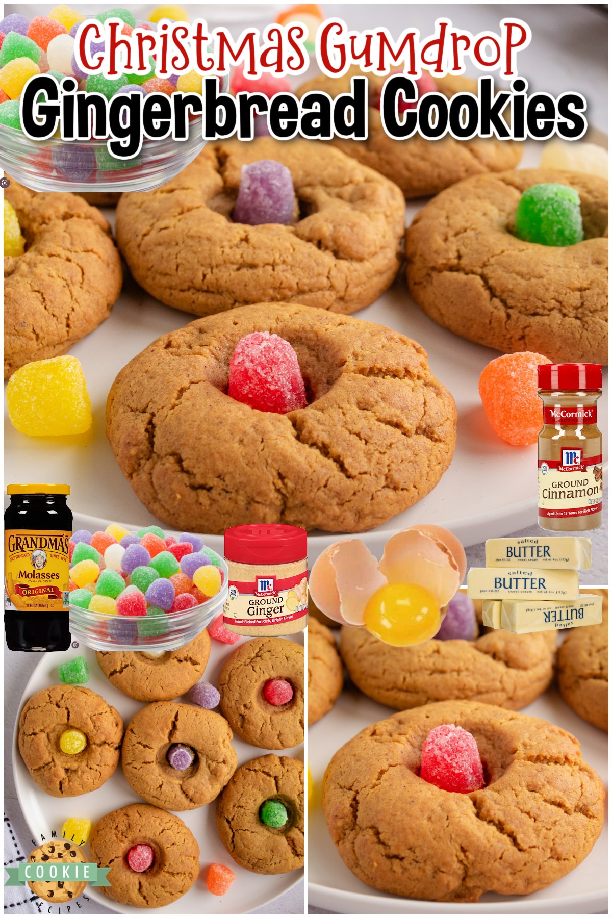 Gumdrop Gingerbread Cookies are a classic Christmas treat that everyone enjoys! These cookies with gumdrops are an easy way to enjoy gingerbread!