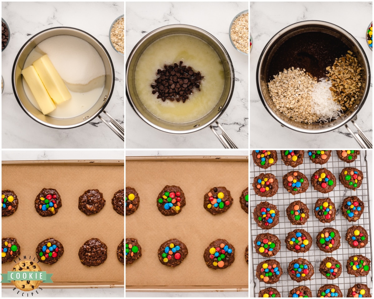 how to make no bake M&M cookies