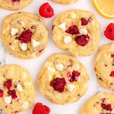 lemon raspberry cookies with white chocolate chips