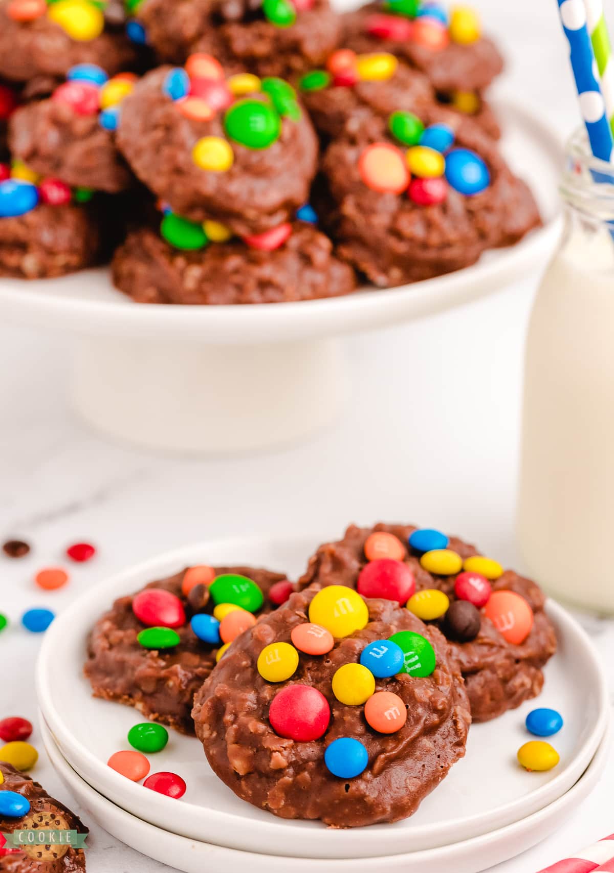 no bake cookies on a white plate