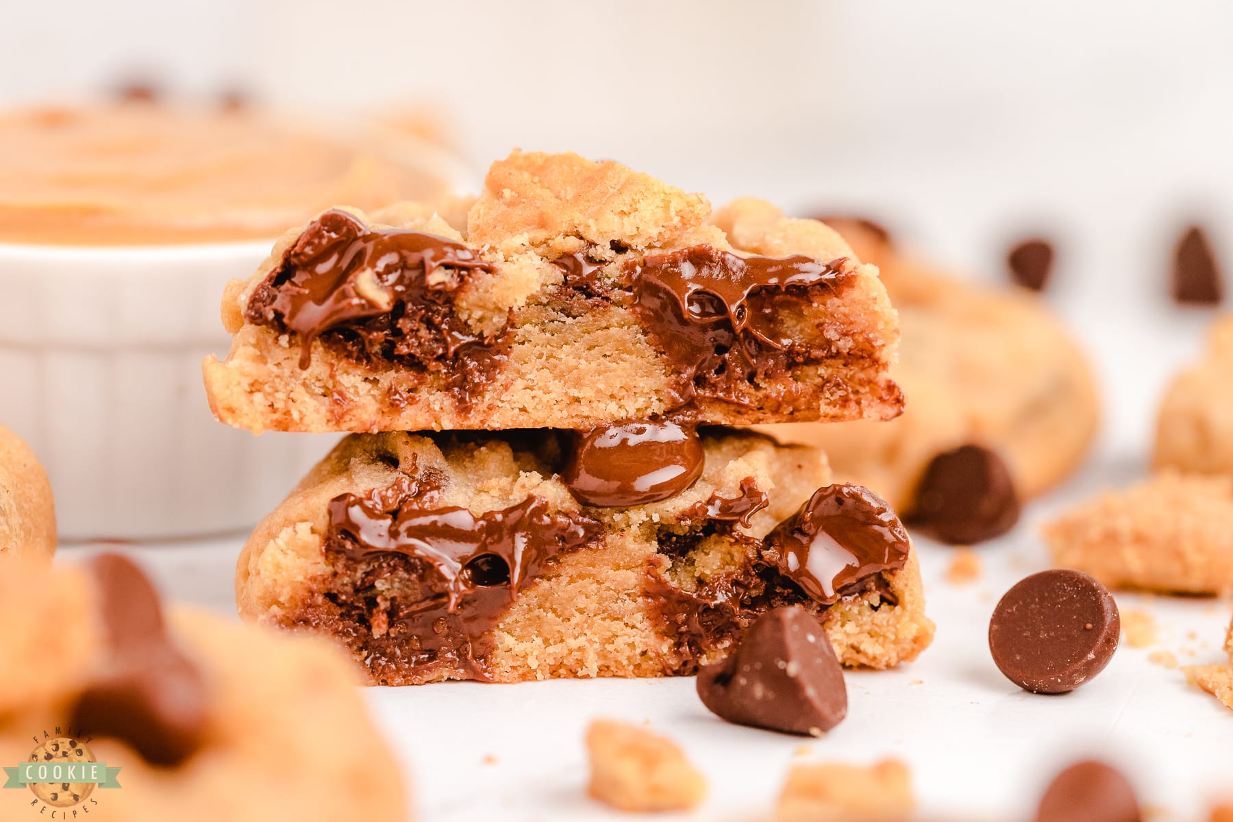 Nutter Butter cookies baked into chocolate chip cookies