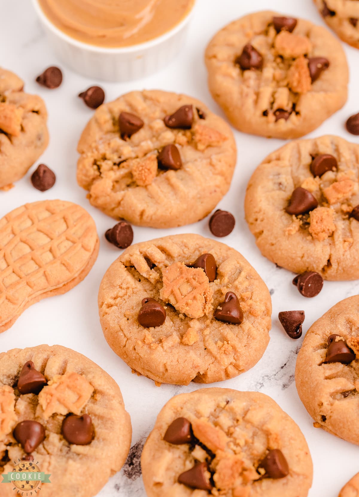 chocolate chip cookies with Nutter Butters in them