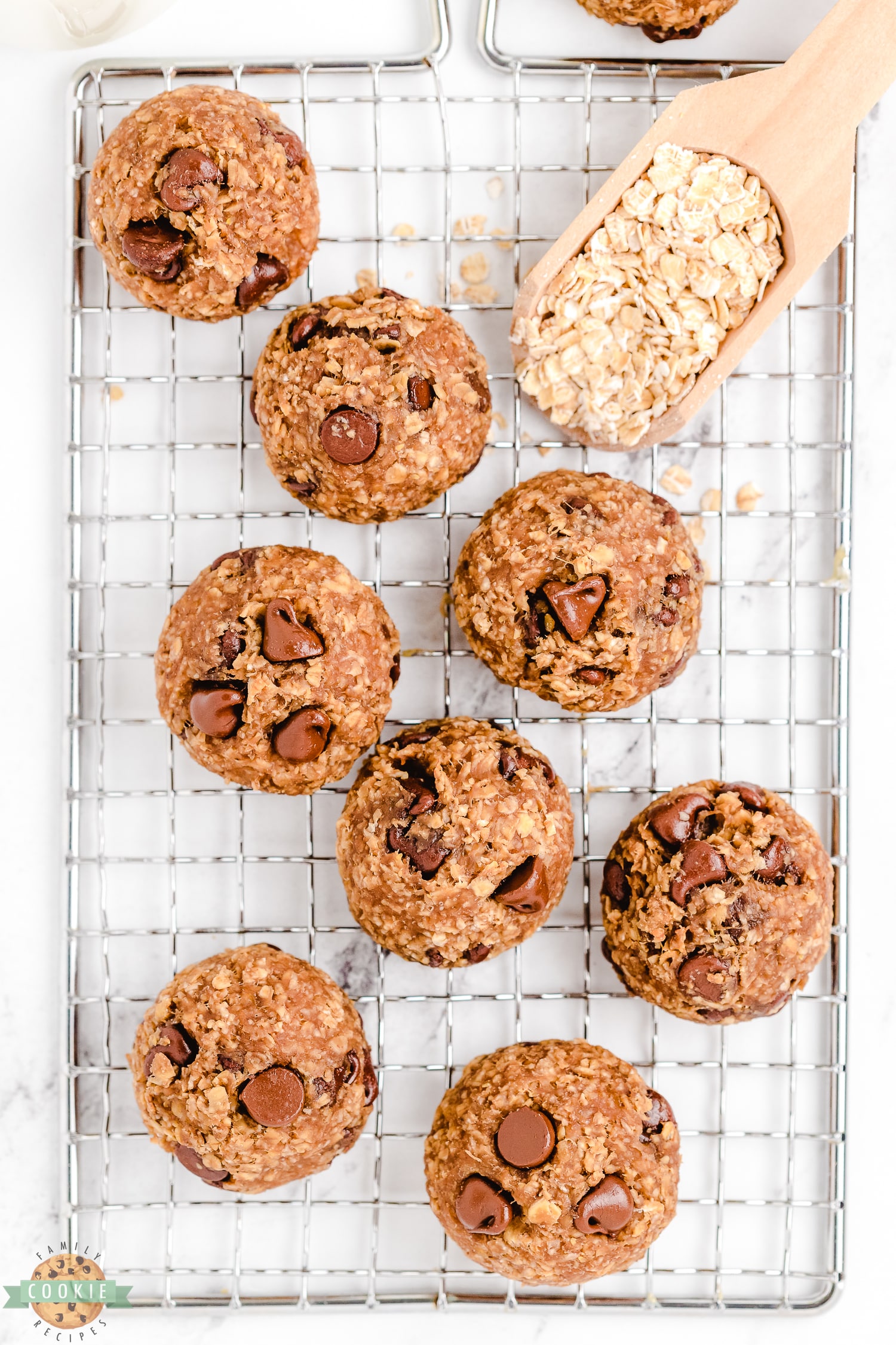 raw Vegan chocolate chip cookies on a cooling rack