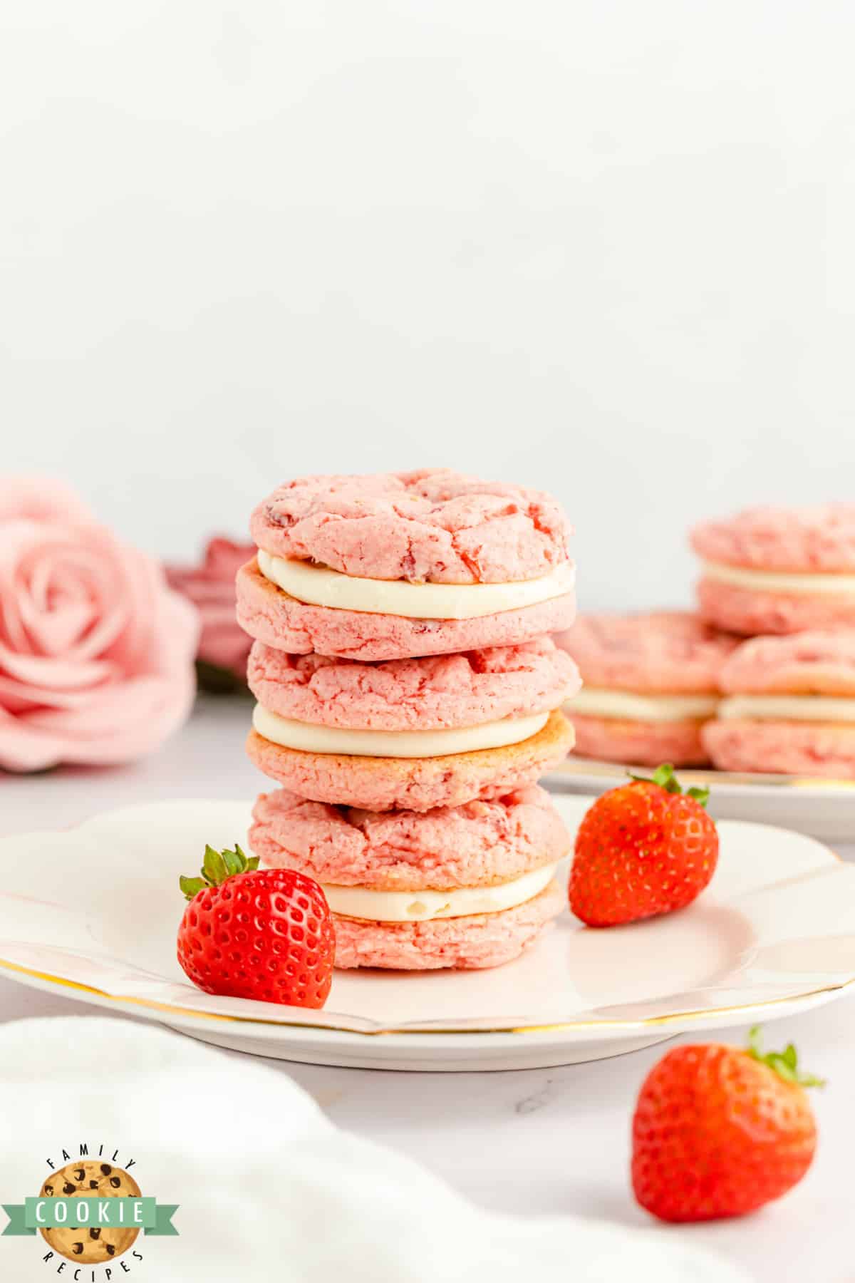 Cookie sandwiches made with cake mix and cream cheese filling