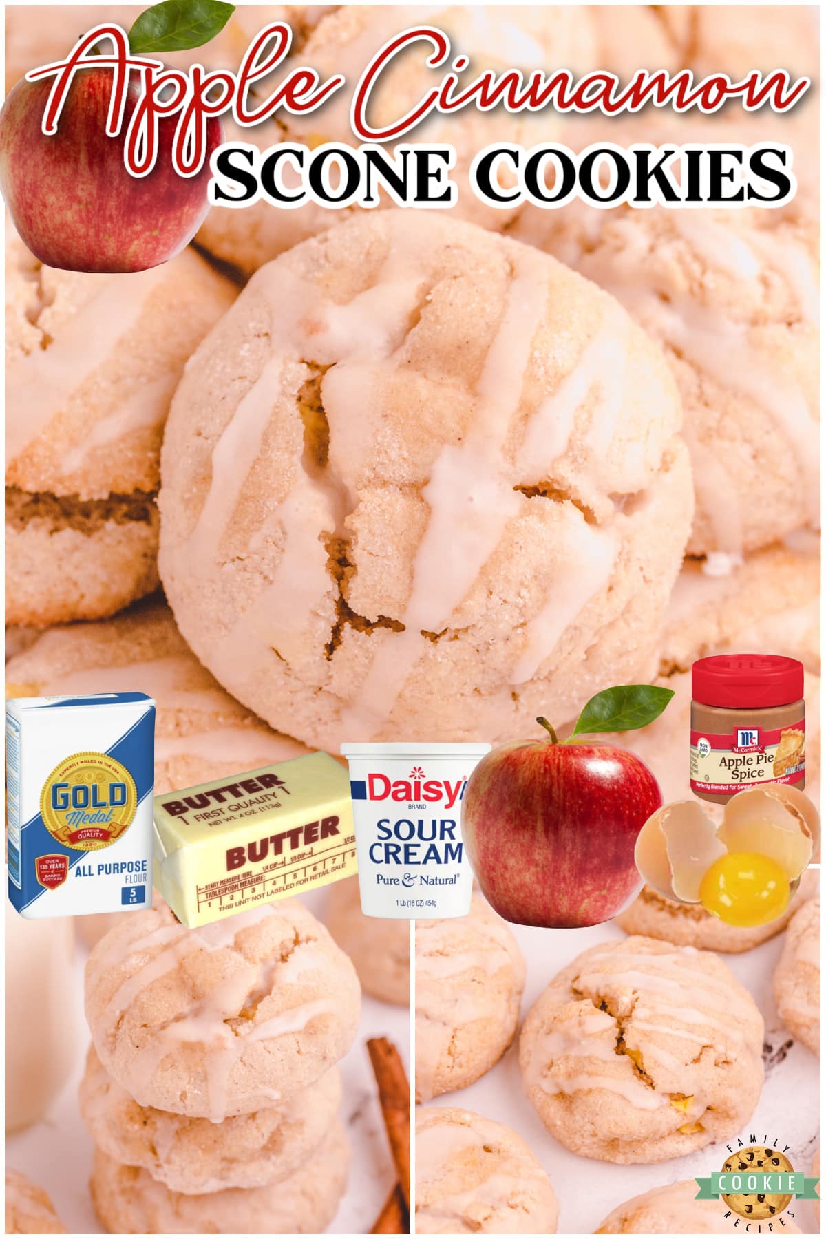 Apple Cinnamon Scookies are scone meets cookie in a delightful buttery tender treat! Great apple cinnamon cookies topped with a simple glaze.